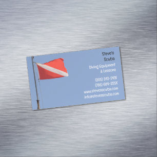 Red & White Diving Instructor Snorkelling Scuba Magnetic Business Card