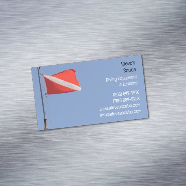  Red & White Diving Instructor  Snorkelling Scuba  Magnetic Business Card (In Situ)