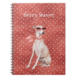 Red White Dots Berry Sweet Cool Dog Sunglasses Notebook