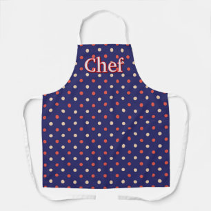 Red White Dots Blue Chef  Apron