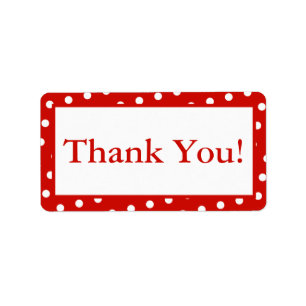 Red & White Dots Custom Thank You Sticker Labels