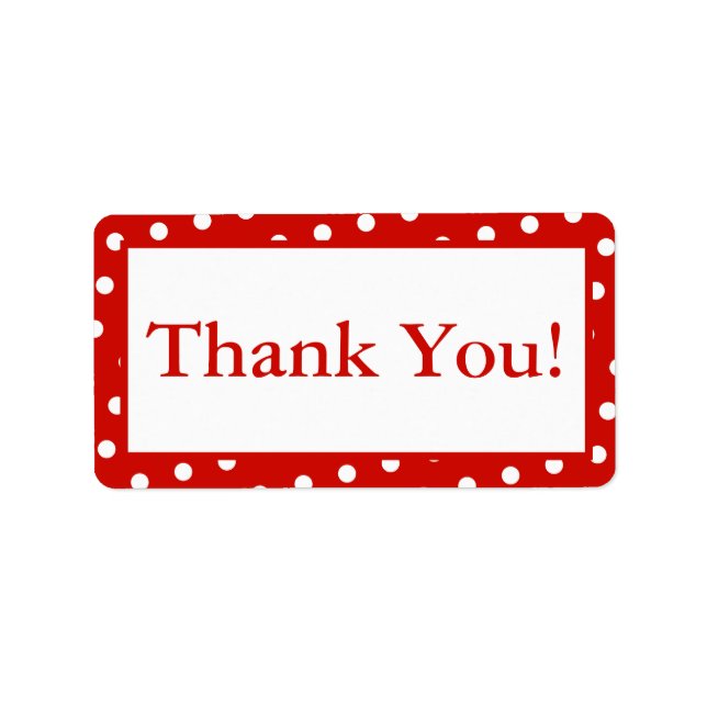 Red & White Dots Custom Thank You Sticker Labels (Front)