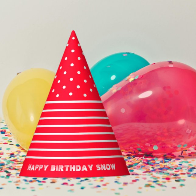 Red, White Dots, Stripes Party Hat (Creator Uploaded)