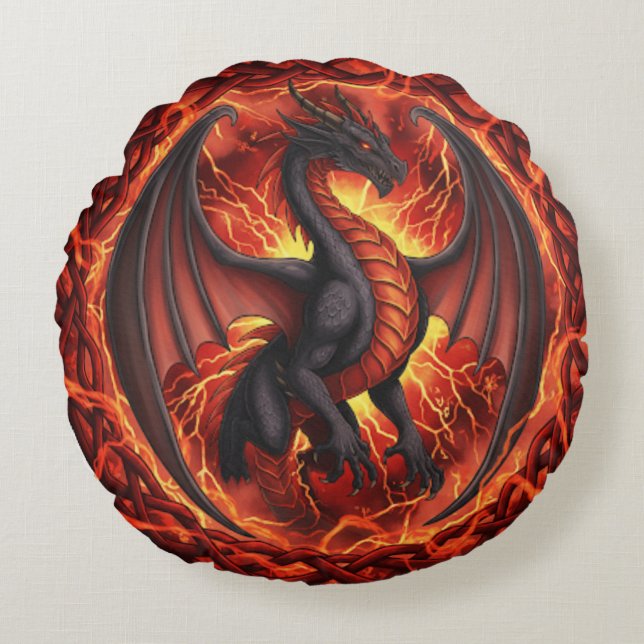Red white Dragon pillow (Front)