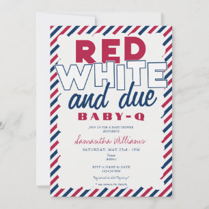 Red White & Due 4th of July BABY-Q BBQ Baby Shower Invitation