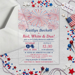 Red, White & Due 4th Of July Baby Shower Acrylic Invitations