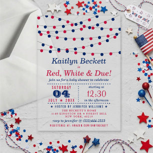 Red, White & Due   4th Of July Baby Shower Acrylic Invitations