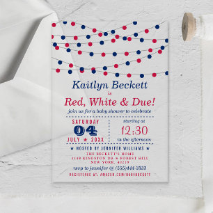 Red, White & Due   4th Of July Baby Shower Acrylic Invitations