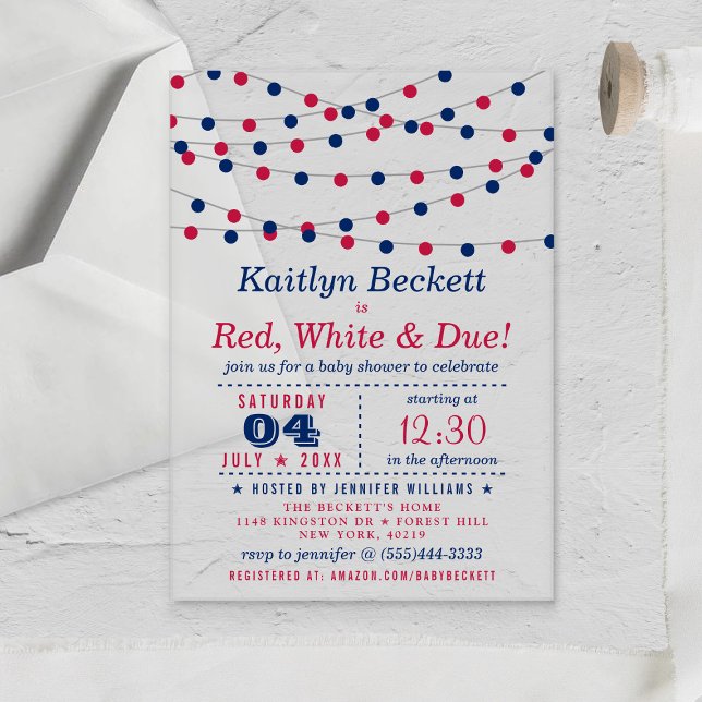 Red, White & Due | 4th Of July Baby Shower Acrylic Invitations (Creator Uploaded)
