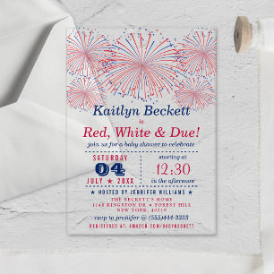 Red, White & Due   4th Of July Baby Shower Acrylic Invitations
