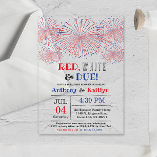 Red, White & Due! 4th Of July Baby Shower Acrylic Invitations