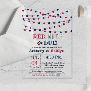 Red, White & Due! 4th Of July Baby Shower Acrylic Invitations