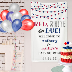 Red, White & Due! 4th Of July Baby Shower Banner