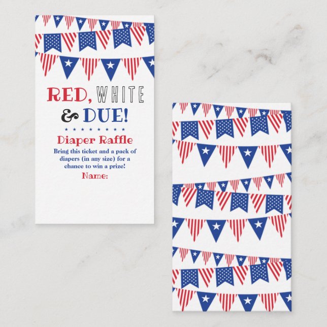 Red, White & Due! 4th Of July Baby Shower Diaper Enclosure Card (Front/Back)