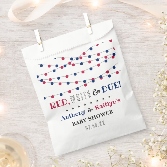 Red, White & Due! 4th Of July Baby Shower Favour Bags (Clipped)