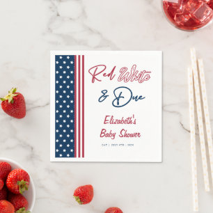 Red White & Due 4th of July Baby Shower Napkin