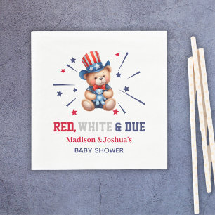 Red White Due 4th Of July Baby Shower Napkin