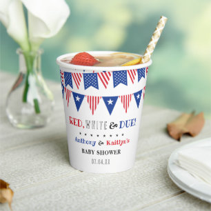 Red, White & Due! 4th Of July Baby Shower Paper Cups