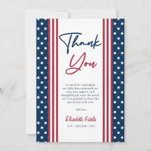 Red White & Due 4th of July Baby Shower Thank You Card