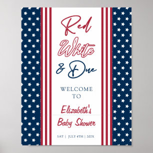 Red White & Due 4th of July Baby Shower Welcome Poster