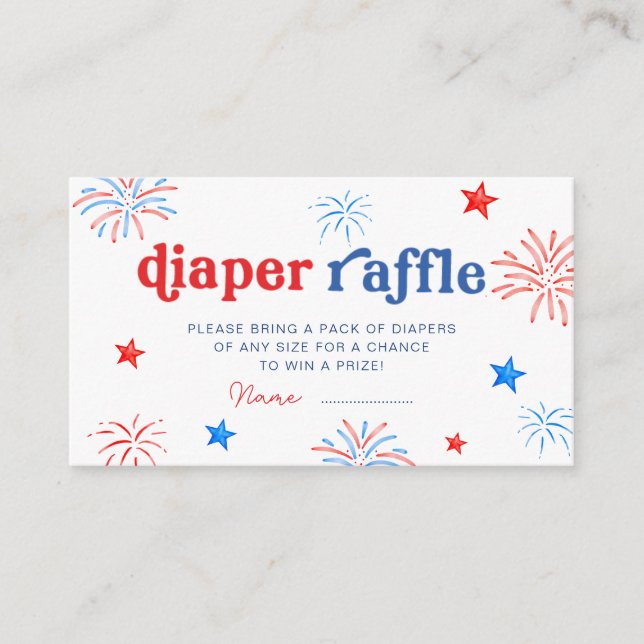 Red White & Due 4th of July Diaper Raffle  Enclosure Card (Front)