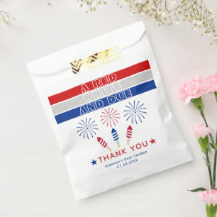Red White Due 4th of July firecrackers baby shower Favour Bags