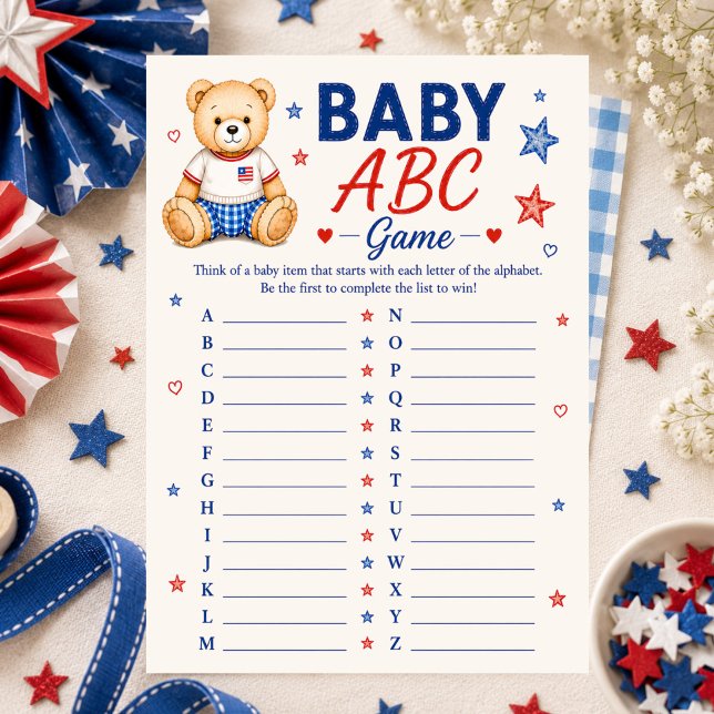 Red White & Due Baby ABC Game Invitation (Creator Uploaded)