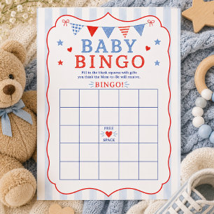 Red White & Due Baby Bingo Game Card