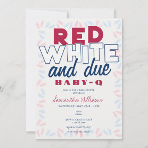 Red White & Due BABY-Q BBQ 4th of July Baby Shower Invitation