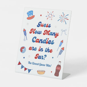 Red White Due Baby Shower Guess How Many Candies Pedestal Sign