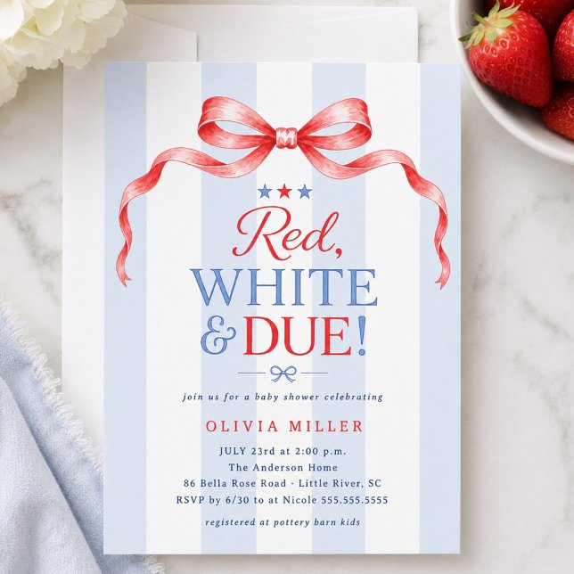 Red White & Due Baby Shower Invitation (Creator Uploaded)