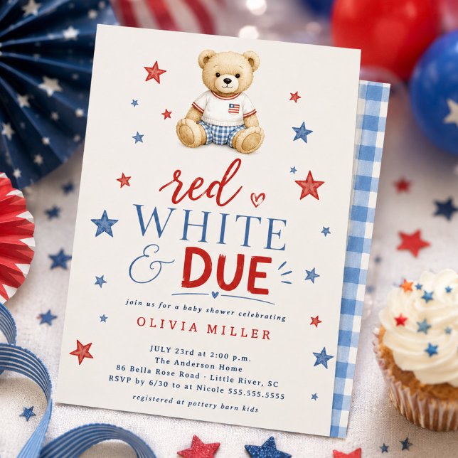 Red White & Due Baby Shower Invitation (Creator Uploaded)