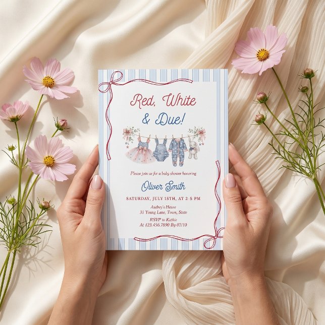 Red White & Due Baby Shower Invitation (Creator Uploaded)