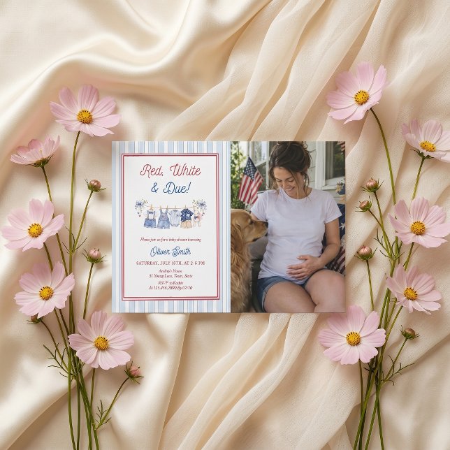 Red White & Due Baby Shower Invitation (Creator Uploaded)