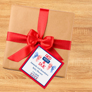Red White Due Baby Shower July 4th Favor Tags