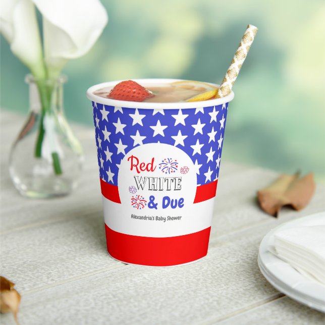 Red White & Due Baby Shower Paper Cups (Insitu)