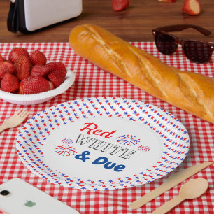 Red White & Due Baby Shower Paper Plate