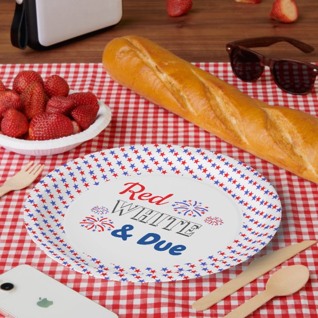 Red White & Due Baby Shower Paper Plate (Picnic)