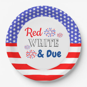 Red White & Due Baby Shower Paper Plate