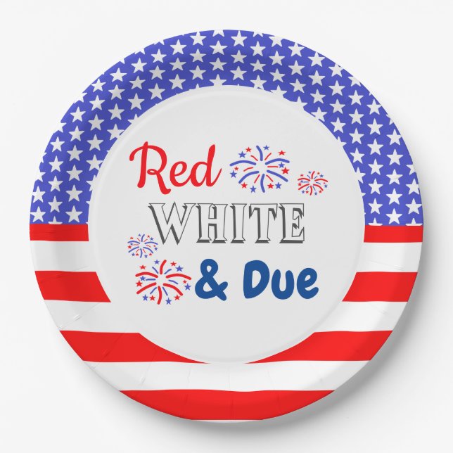 Red White & Due Baby Shower Paper Plate (Front)