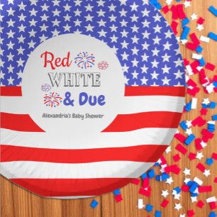 Red White & Due Baby Shower Paper Plate