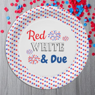 Red White & Due Baby Shower Paper Plate