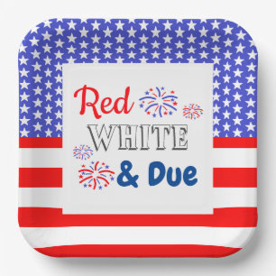 Red White & Due Baby Shower Paper Plate