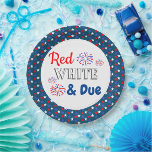 Red White & Due Baby Shower Paper Plate
