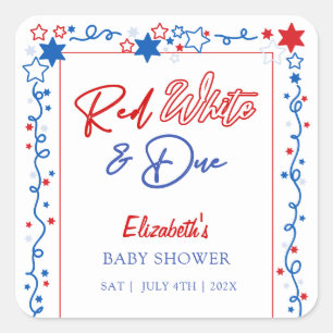 Red White & Due Baby Shower Square Sticker