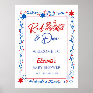 Red White & Due Baby Shower Welcome Sign
