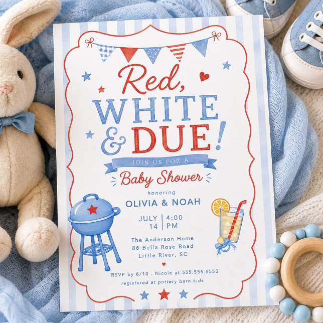 Red White & Due BBQ Baby Shower Invitation (Creator Uploaded)