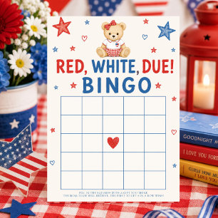Red White Due Bingo Game Invitation