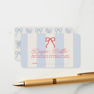 Red White Due Blue Stripes Diaper Raffle Ticket Enclosure Card