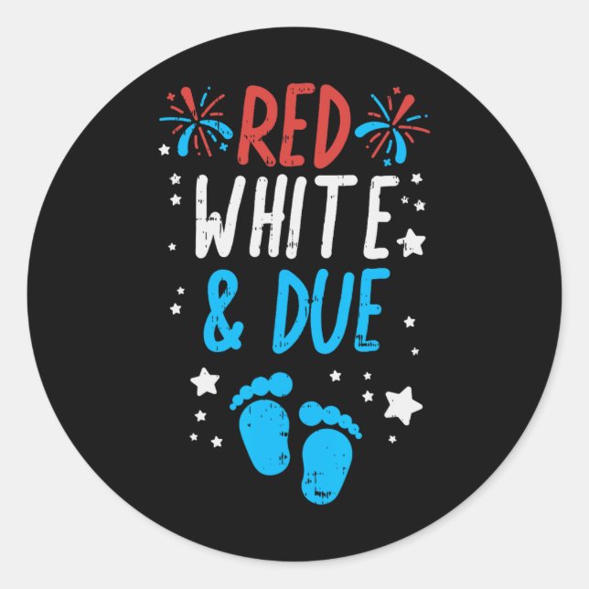 Red White Due  Classic Round Sticker (Front)